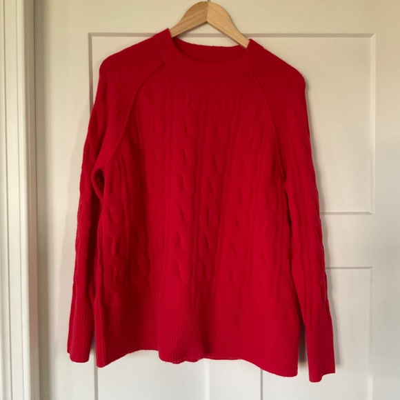 Aerie unREAL red Cable Crew Sweater XXS - Picture 2 of 9